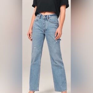 Abercrombie & Fitch 90s Baggy Low Rise Jeans Distressed Slit Size 12/31 Petite